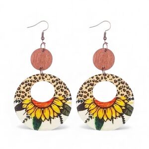 Sunflower & Animal Print Earring Dangle Earrings